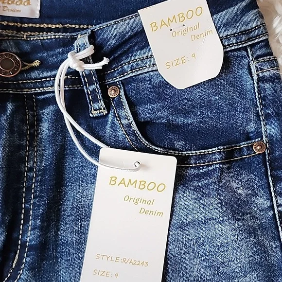 Bamboo Brand New Classic Women's Dark Blue Super Soft Flare Jeans - Picture 2 of 10